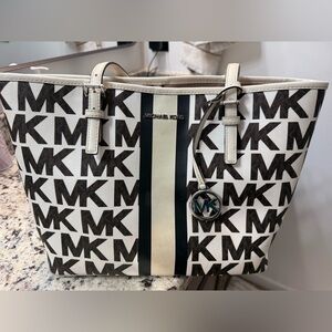 Michael Kors Monogram Black and Cream Tote